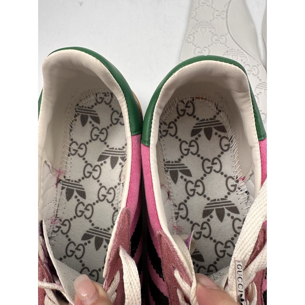 Adidas Women’s Gazelle Suede Bold Pink Black Stripes And Green Sz 8.5 /39 READ - Picture 11 of 13